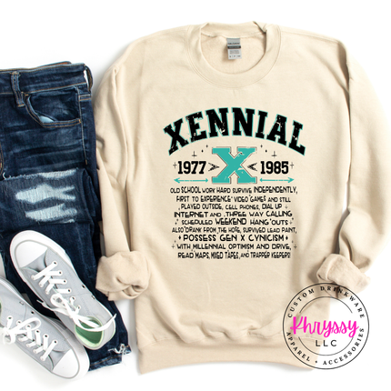 Xennial 1977 to 1985 Generational Humor Crewneck Sweatshirt