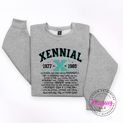 Xennial 1977 to 1985 Generational Humor Crewneck Sweatshirt