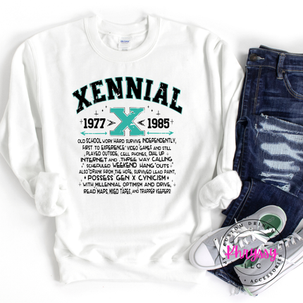Xennial 1977 to 1985 Generational Humor Crewneck Sweatshirt