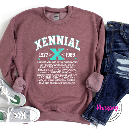 Xennial 1977 to 1985 Generational Humor Crewneck Sweatshirt