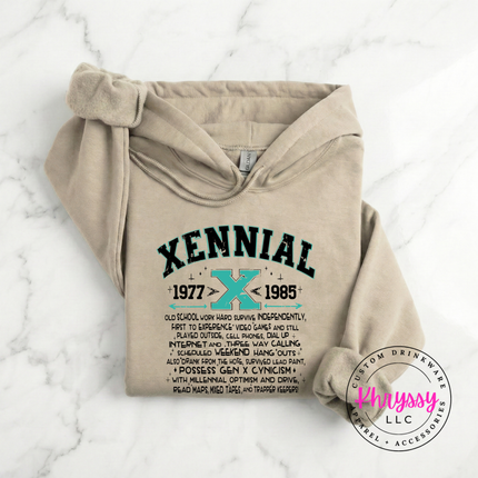 Xennial 1977 to 1985 Generational Hoodie | Funny Birthday Gift