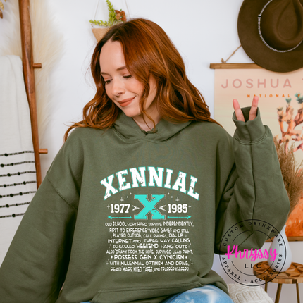 Xennial 1977 to 1985 Generational Hoodie | Funny Birthday Gift