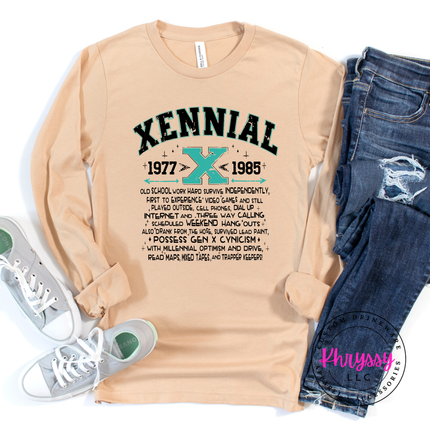 Xennial 1977 to 1985 Generational Humor Long Sleeve Tee