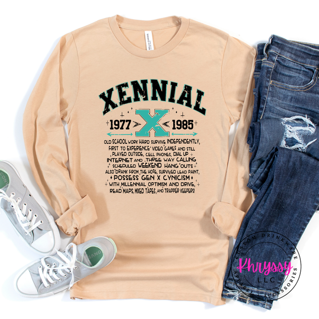 Xennial 1977 to 1985 Generational Humor Long Sleeve Tee