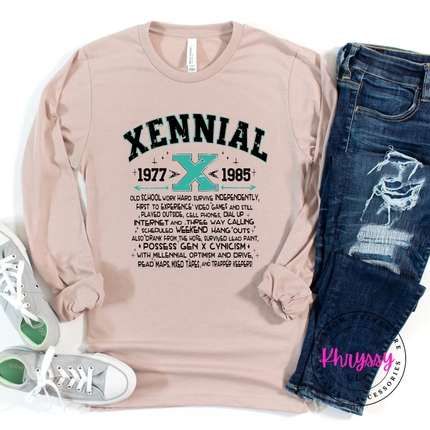 Xennial 1977 to 1985 Generational Humor Long Sleeve Tee