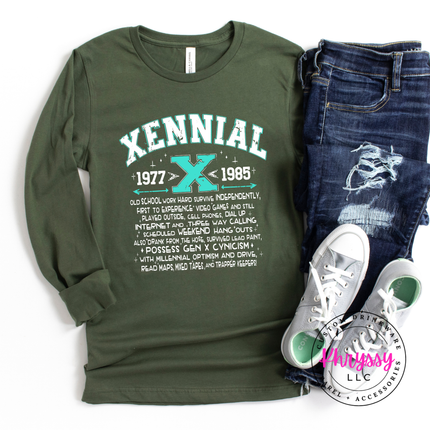 Xennial 1977 to 1985 Generational Humor Long Sleeve Tee