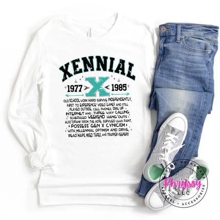 Xennial 1977 to 1985 Generational Humor Long Sleeve Tee