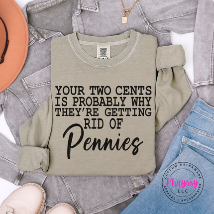 Your Two Cents Pennies Sarcastic Humor Long Sleeve Tee