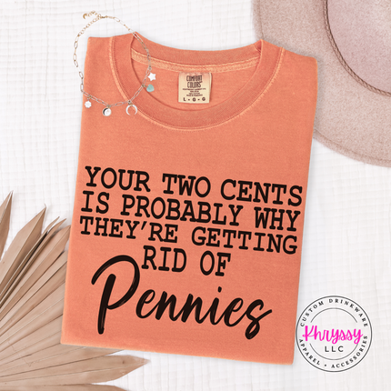 Your Two Cents Pennies Sarcastic Humor Long Sleeve Tee