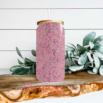 20oz Glitter Snow Globe Tall Libbey Glass Can with Straw