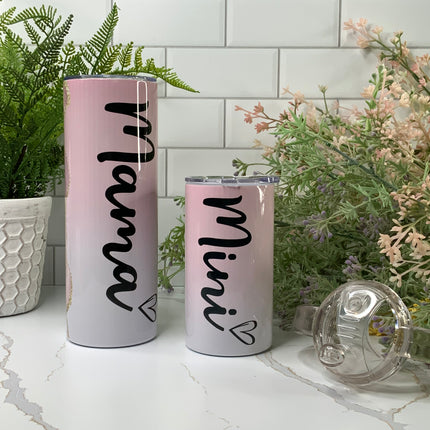 Mama & Mini Pink Swirl Custom Tumbler Set
