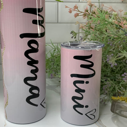 Mama & Mini Pink Swirl Custom Tumbler Set