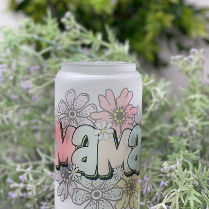 Mama Frosted 16oz Libbey Glass with Glass Straw