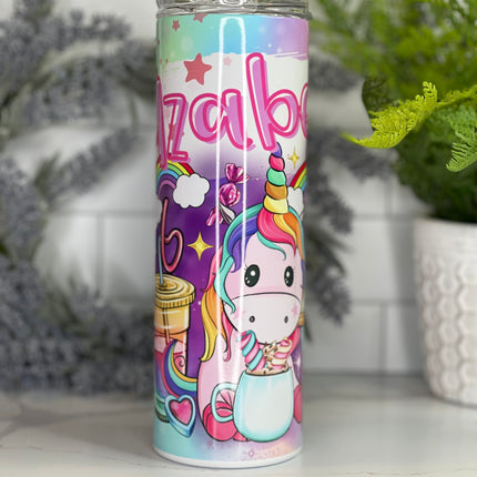 Enchanted Unicorn Dreams Personalized 20oz Tumbler with Straw