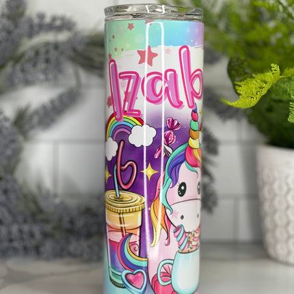 Enchanted Unicorn Dreams Personalized 20oz Tumbler with Straw